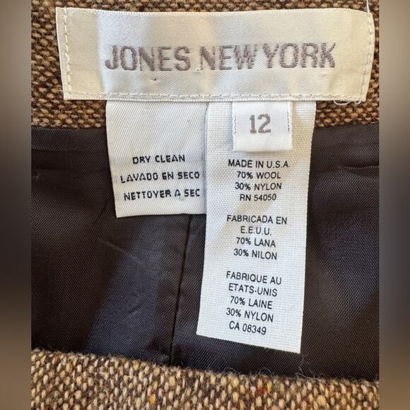 Vintage ‘90s Jones New York Brown Textured Wool Blend Knee Length Pencil Skirt - Picture 8 of 8